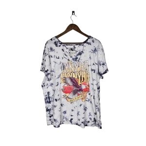 Lynard Skynard V-Neck Cutout Black and White Tie Dye Sz XXL